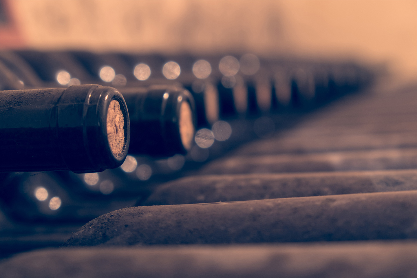 Close up of cork wine bottles